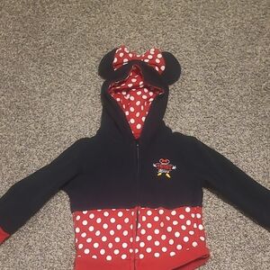 Disney Kids Minnie Mouse Polka Dot Hoodie - Red and Black